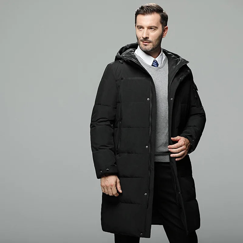 Men's Long Parkas Oversized Thick Male Coat High Quality Fleece Casual Padded Jackets Men Warm Jacket